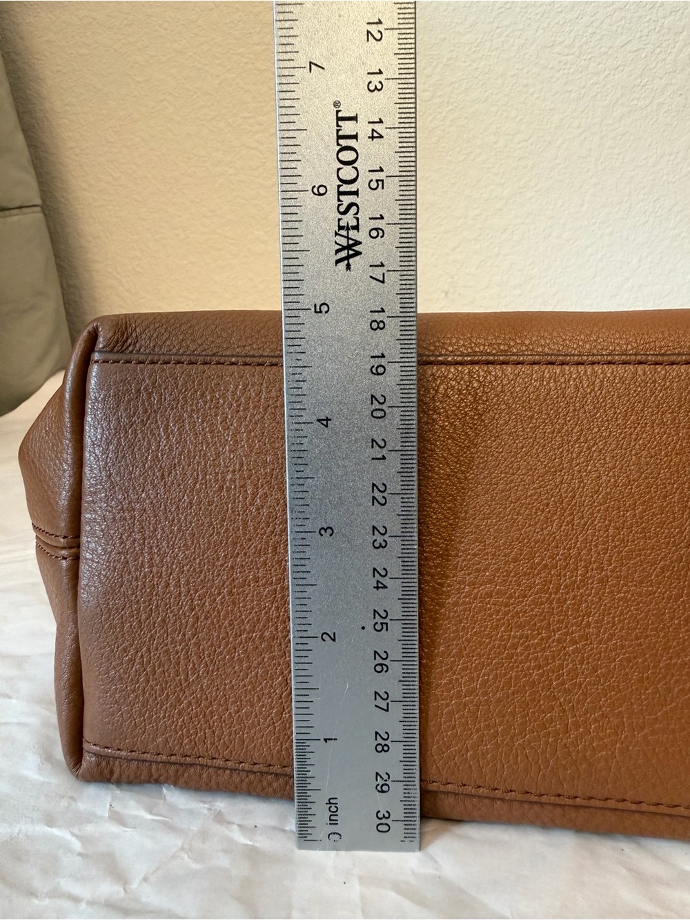 Michael Kors tan Kensington pebbled Braided-Handle shoulder with Gold Accents - Picture 11 of 15